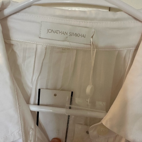 NWT Jonathan Simkhai Fraya Plisse Poplin Dress White - Picture 13 of 16